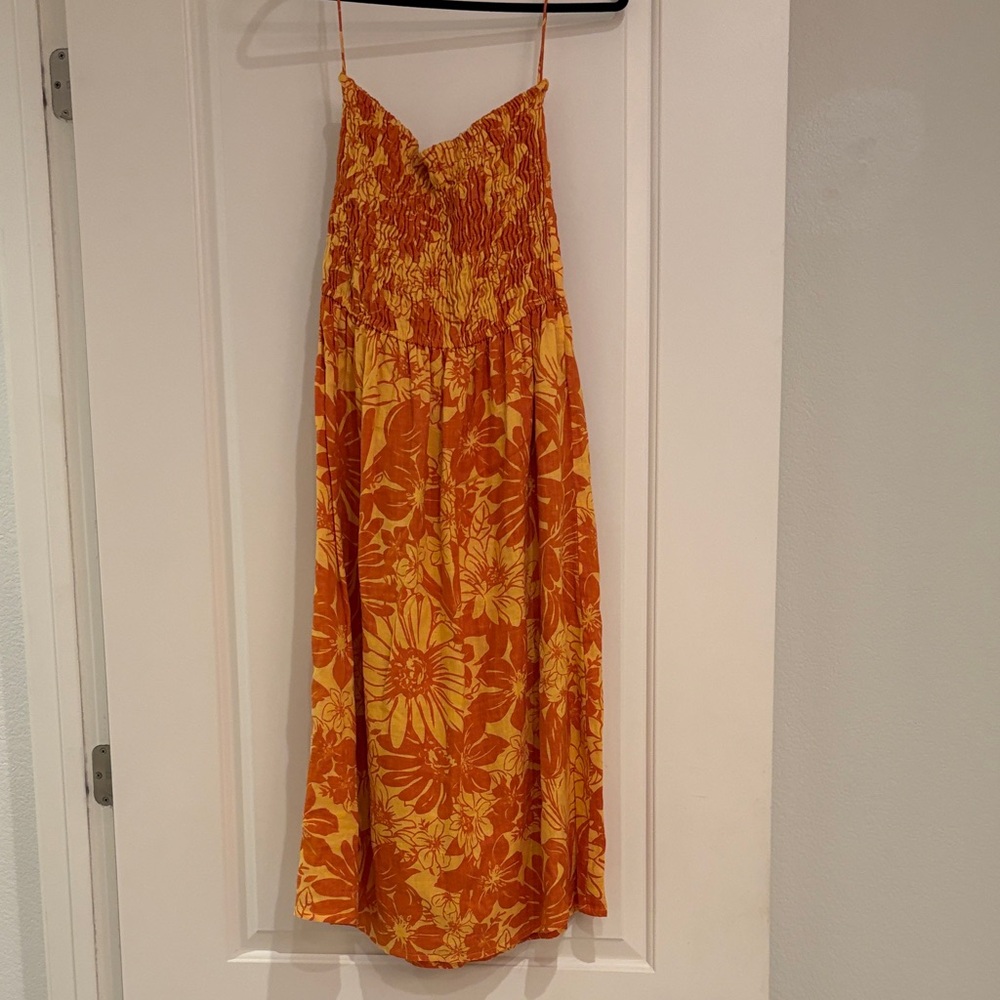 Faithfull the Brand Orange and Yellow Dress